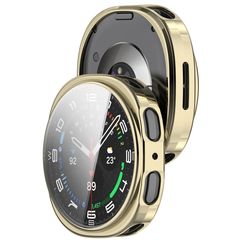 Чехол для Samsung Galaxy Watch9 40 мм, гальваническое покрытие, ТПУ, защитный чехол с пленкой для экрана — светло-золотой