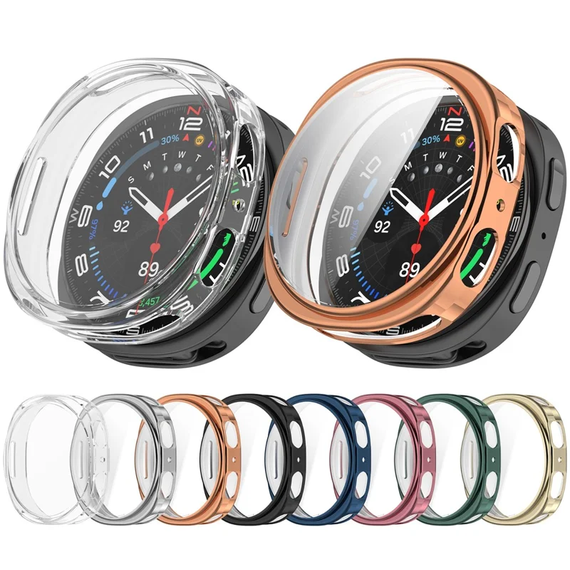 Чехол для Samsung Galaxy Watch9 40 мм, гальваническое покрытие, ТПУ, защитный чехол с пленкой для экрана — светло-золотой