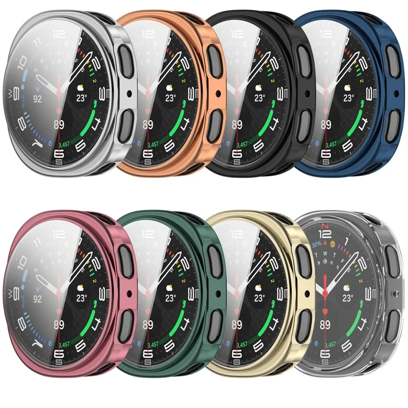 Чехол для Samsung Galaxy Watch9 40 мм, гальваническое покрытие, ТПУ, защитный чехол с пленкой для экрана — светло-золотой
