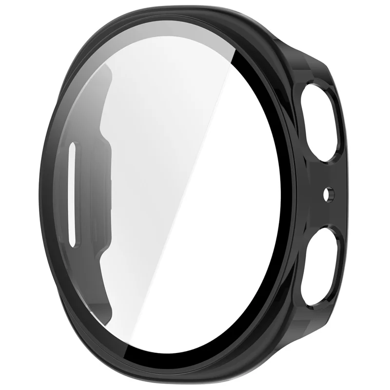 For Samsung Galaxy Watch9 44mm Watch Case with Tempered Glass Full Coverage Protection Watch Cover - Bright Black