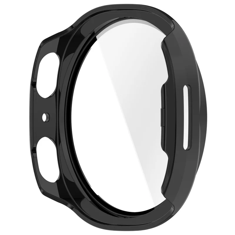 For Samsung Galaxy Watch9 44mm Watch Case with Tempered Glass Full Coverage Protection Watch Cover - Bright Black