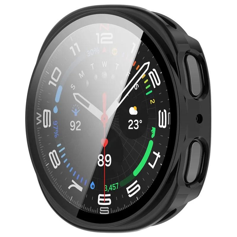 For Samsung Galaxy Watch9 40mm Watch Case with Tempered Glass Full Coverage Protection Watch Cover - Bright Black
