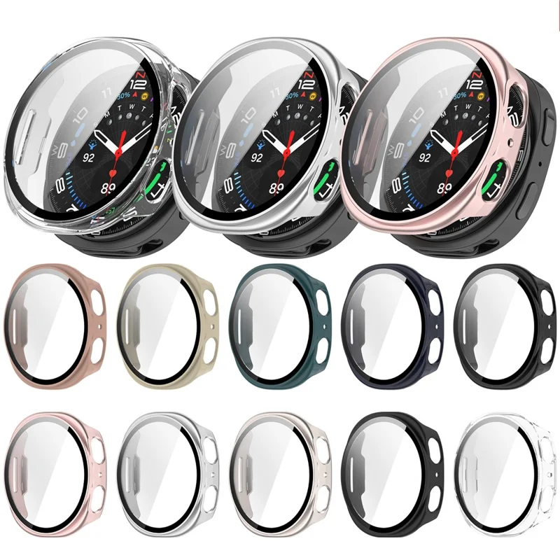 For Samsung Galaxy Watch9 40mm Watch Case with Tempered Glass Full Coverage Protection Watch Cover - Bright Black