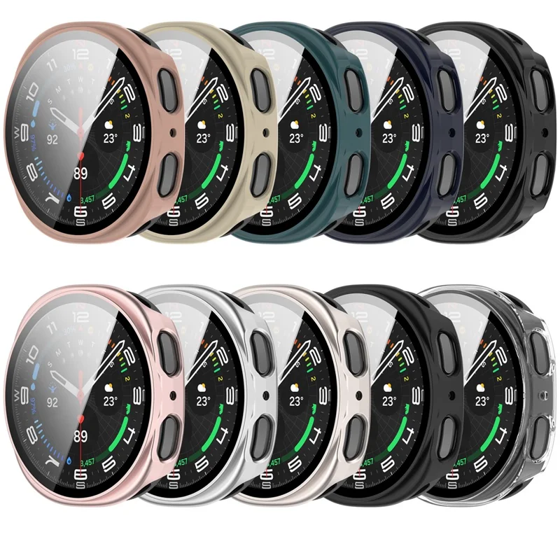For Samsung Galaxy Watch9 40mm Watch Case with Tempered Glass Full Coverage Protection Watch Cover - Bright Black