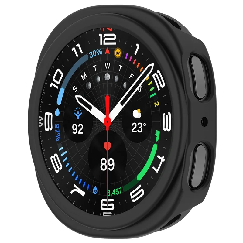 For Samsung Galaxy Watch9 44mm Half Coverage Hollow Out Protective Cover PC Watch Frame Case - Black