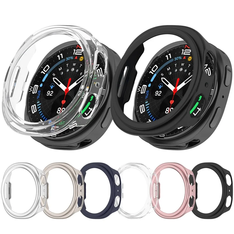 For Samsung Galaxy Watch9 44mm Half Coverage Hollow Out Protective Cover PC Watch Frame Case - Black