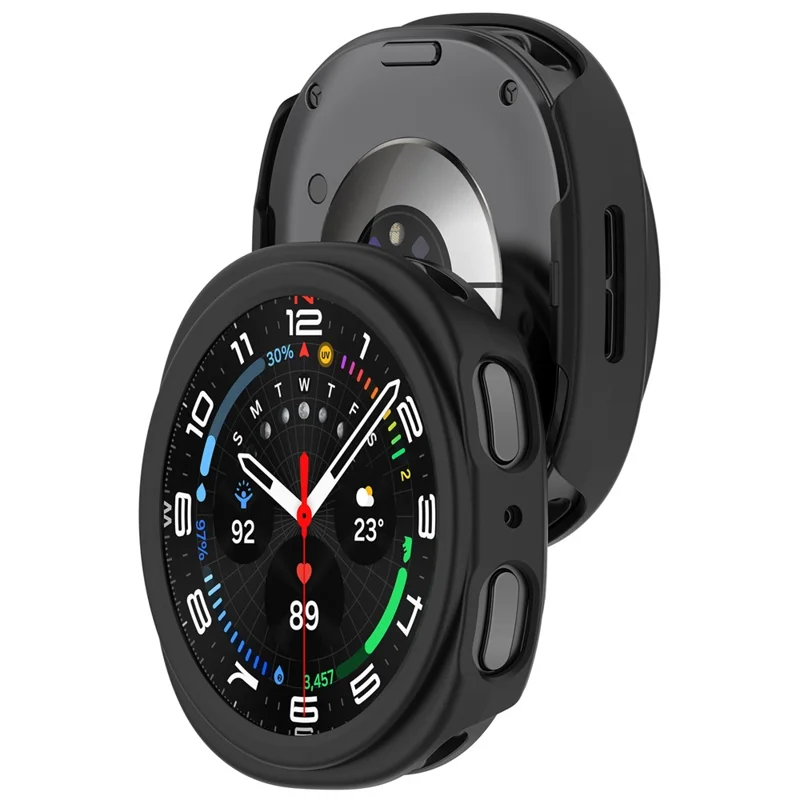 For Samsung Galaxy Watch9 40mm Half Coverage Hollow Out Protective Cover PC Watch Frame Case - Black