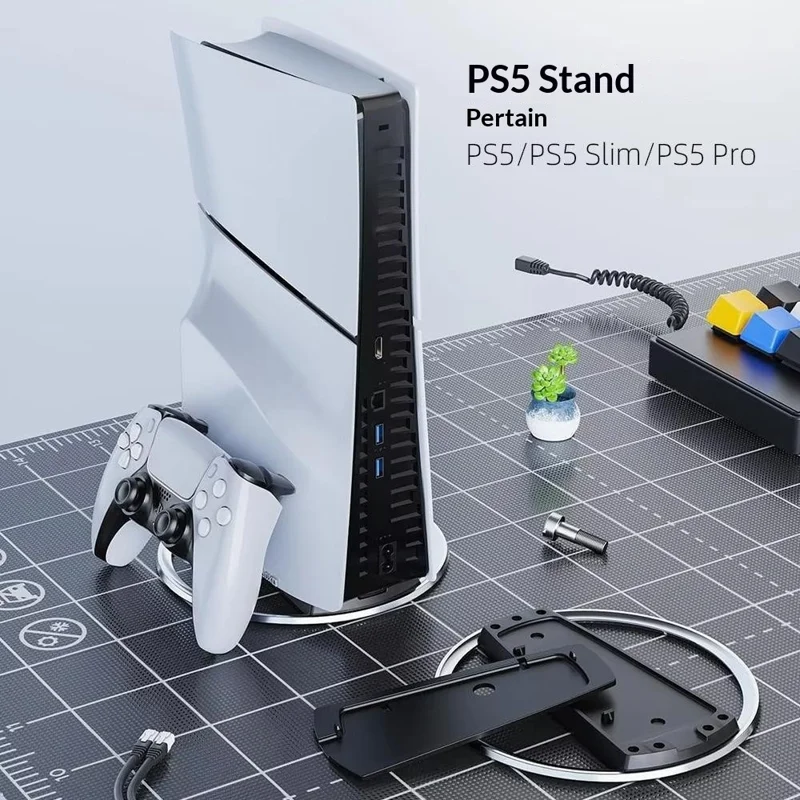 Suporte Vertical PS5 para Sony PlayStation 5 / Slim / Pro Base em Metal Reforçada de Arrefecimento e Anti-derrube - Branco