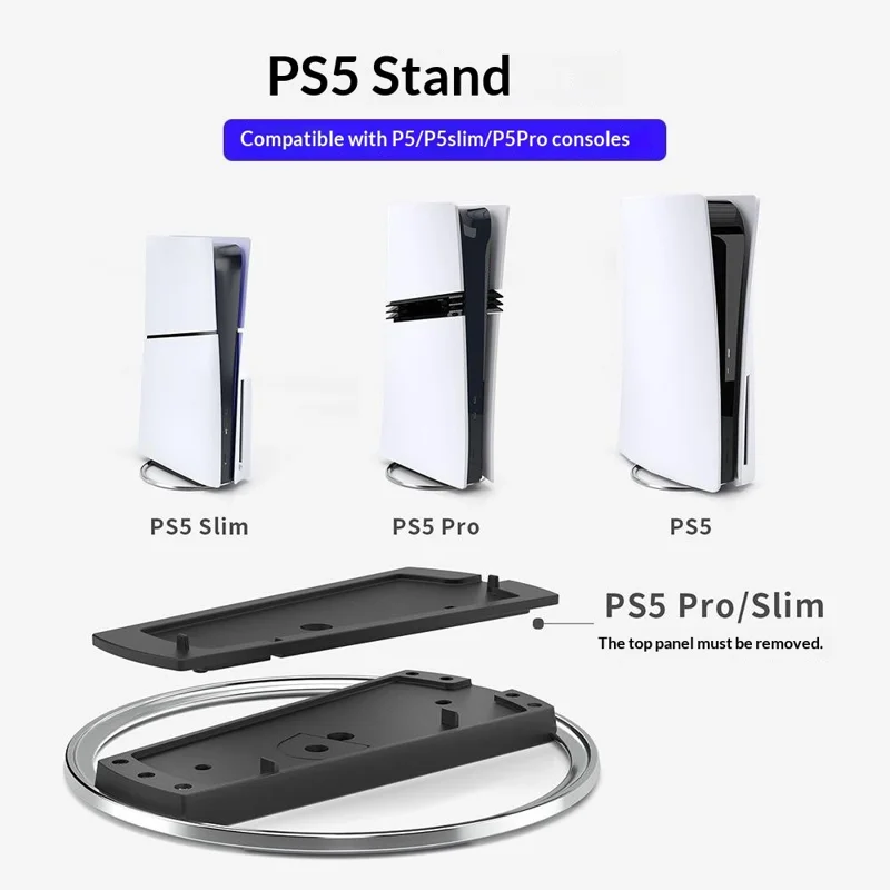 Suporte Vertical PS5 para Sony PlayStation 5 / Slim / Pro Base em Metal Reforçada de Arrefecimento e Anti-derrube - Branco