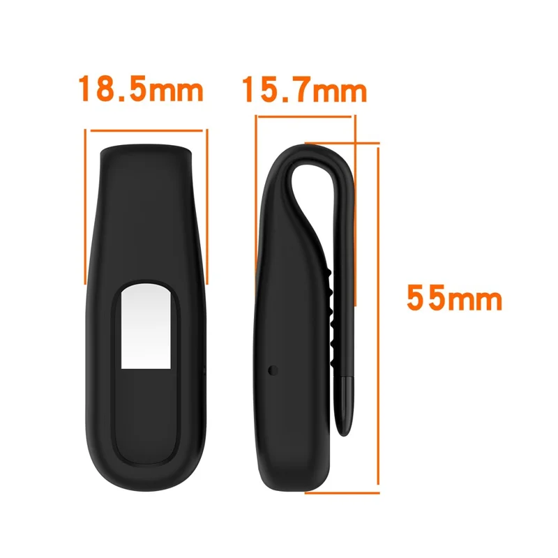 For Google Fitbit Air Silicone Case Clip-on Holder Soft Protective Cover with Metal Clasp - Black