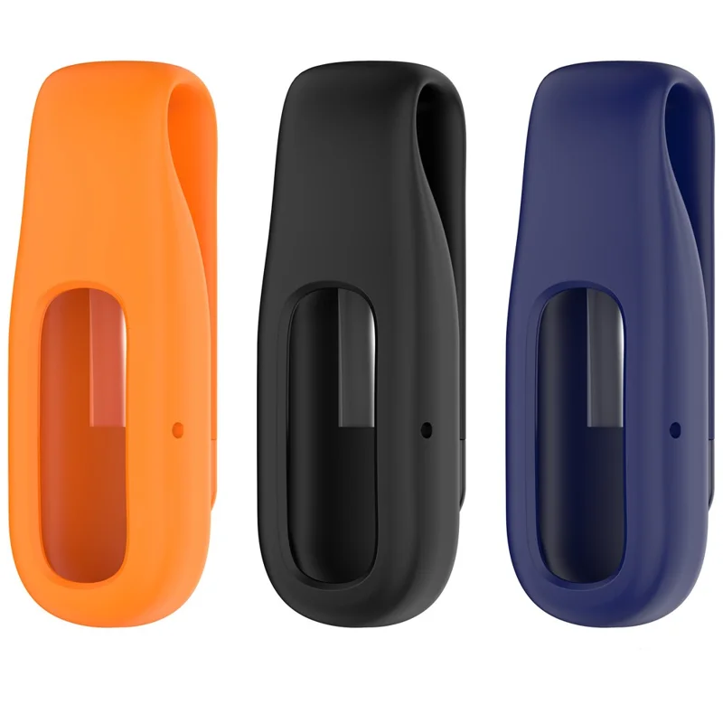 For Google Fitbit Air Silicone Case Clip-on Holder Soft Protective Cover with Metal Clasp - Black