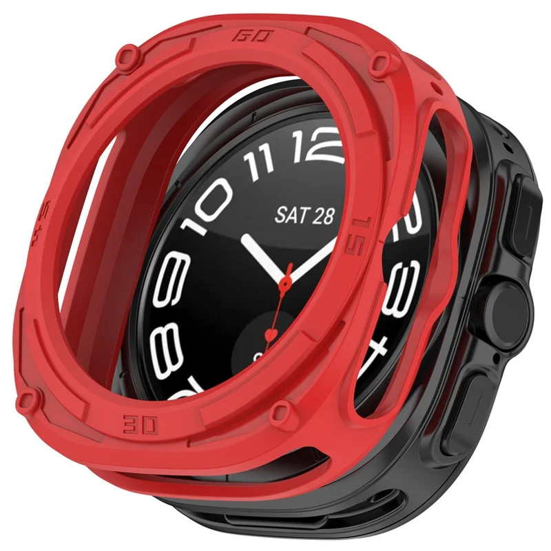 For Samsung Galaxy Watch Ultra (2026) 47mm TPU Case Armor Mecha Shockproof Protective Cover - Red