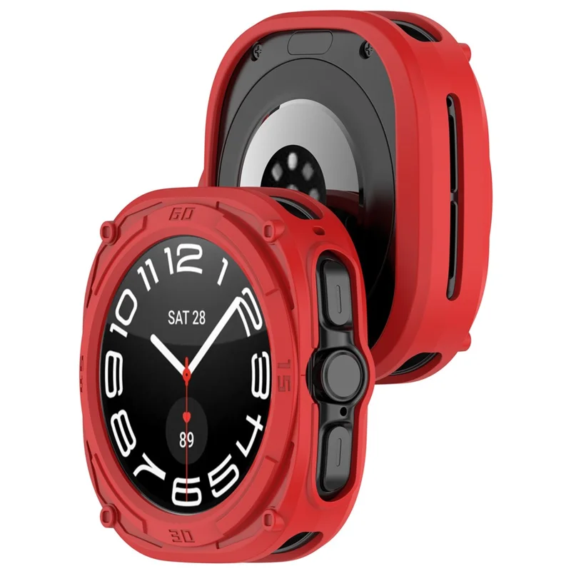 For Samsung Galaxy Watch Ultra (2026) 47mm TPU Case Armor Mecha Shockproof Protective Cover - Red