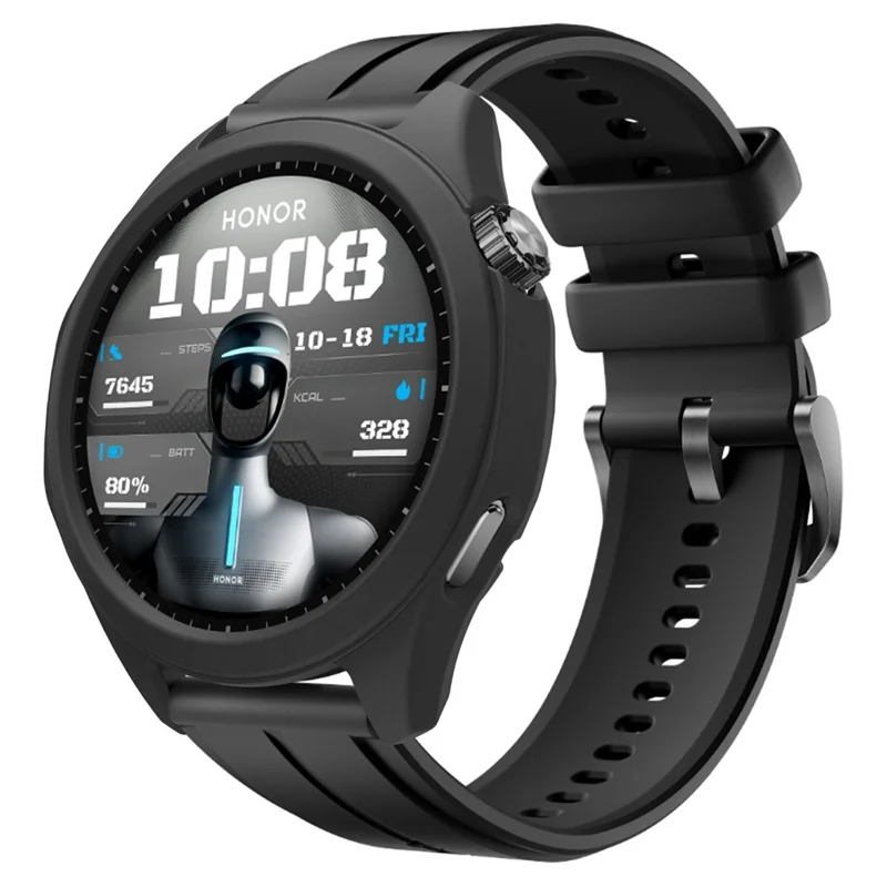 For Honor Watch 6 Plus Protective Case Silicone Anti Scratch Watch Cover - Black