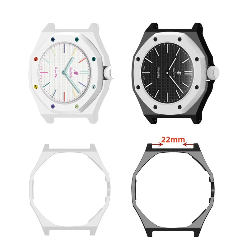 For Swatch Royal Pop Case 22mm Strap Interface PC Watch Protective Cover - White