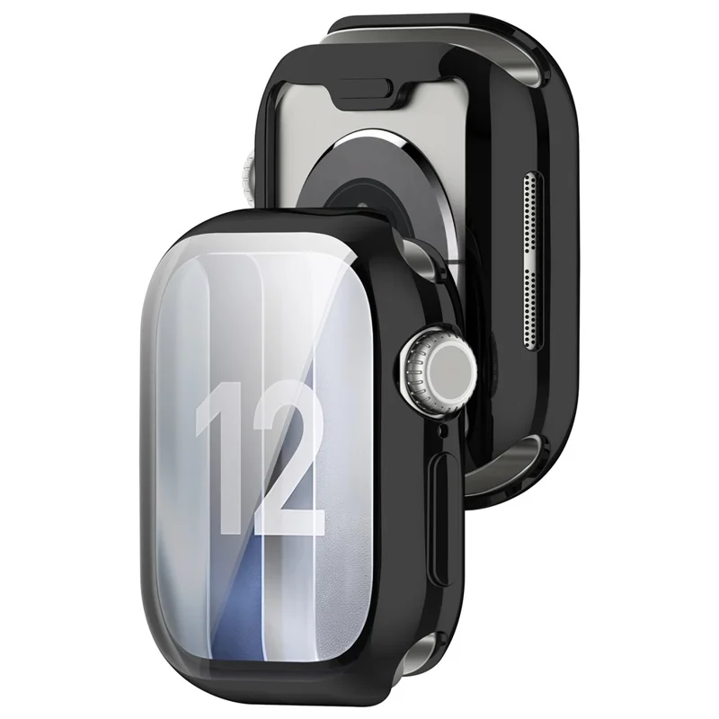 For Apple Watch Series 12 43mm Full Coverage TPU Watch Cover Electroplated Protective Case - Electroplated Black