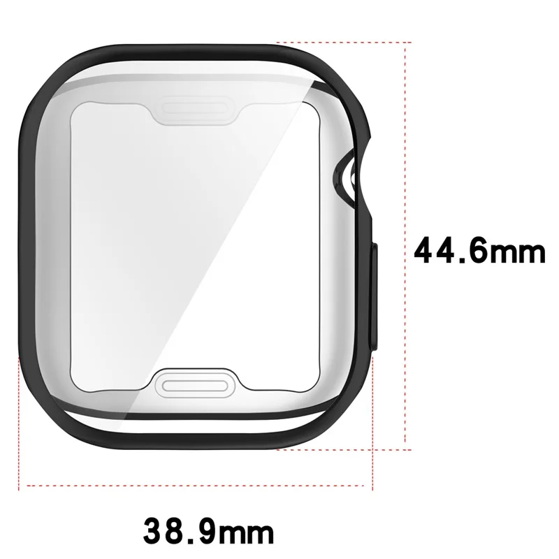 For Apple Watch Series 12 43mm Full Coverage TPU Watch Cover Electroplated Protective Case - Electroplated Black