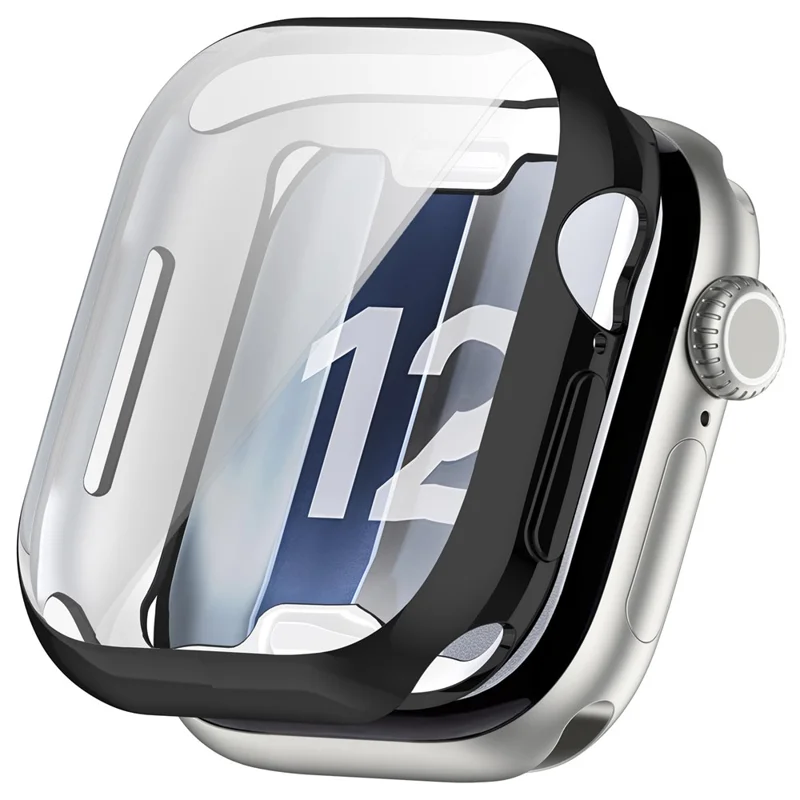 For Apple Watch Series 12 47mm Full Coverage TPU Watch Cover Electroplated Protective Case - Electroplated Black