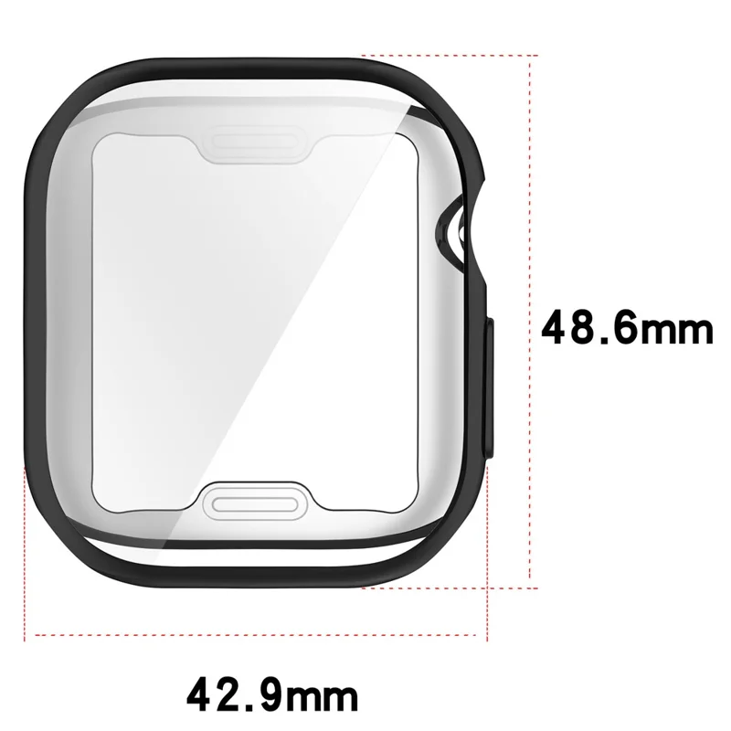 For Apple Watch Series 12 47mm Full Coverage TPU Watch Cover Electroplated Protective Case - Electroplated Black