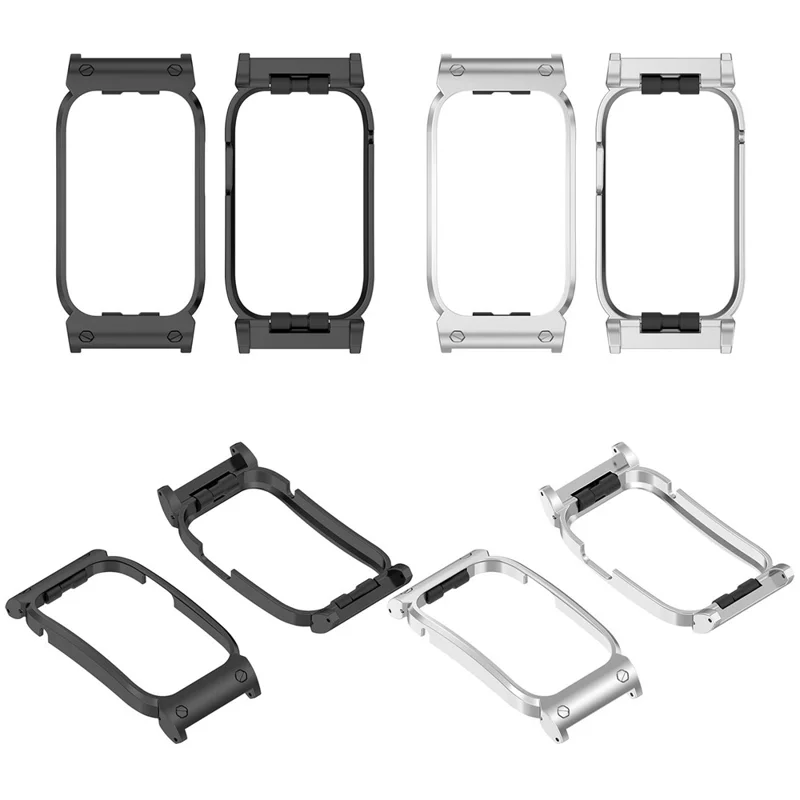For Garmin CIRQA Smart Band Metal Watch Case Frame 20mm 4-Screw-Hole Strap Connector - Black