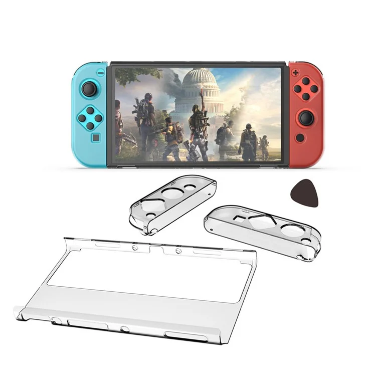 DOBE TNS-1133B 3-in-1 Abnehmbarer PC Transparent Schutzhülle Drop-sof-shell Für Nintendo Switch OLED Links/rechts Griffe Host