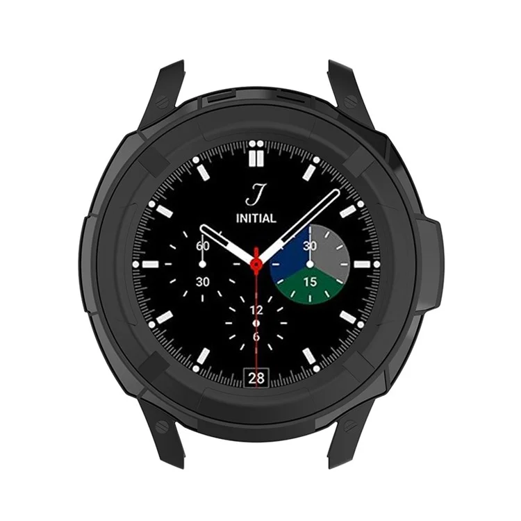 Solid Color Watch Frame Case Protector with Rotatable Bezel Ring for Samsung Galaxy Watch4 Classic 42mm - Black