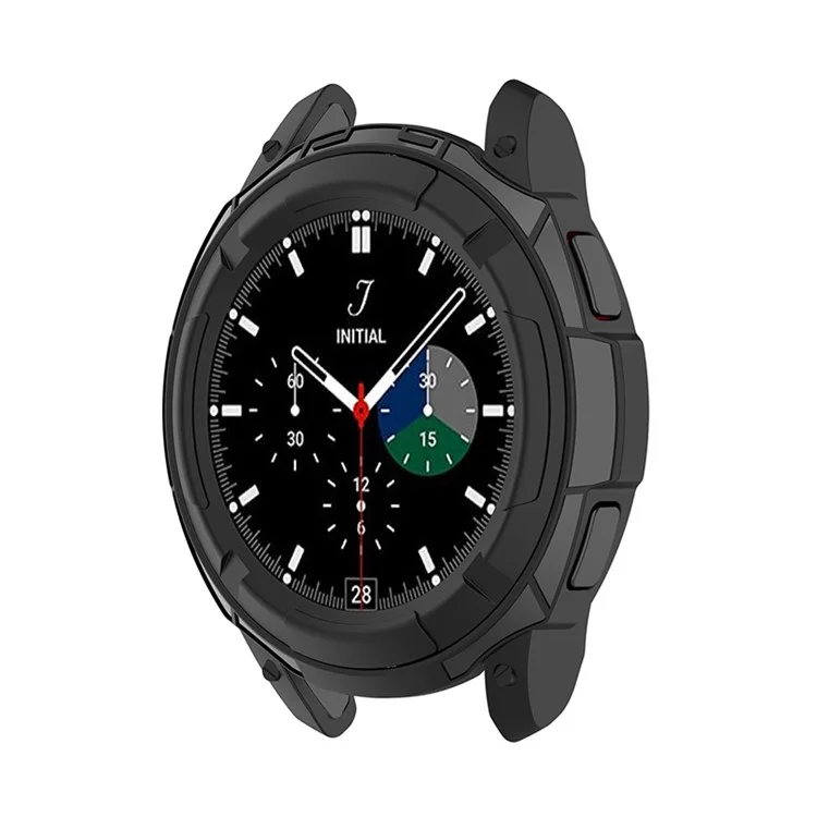 Solid Color Watch Frame Case Protector with Rotatable Bezel Ring for Samsung Galaxy Watch4 Classic 42mm - Black