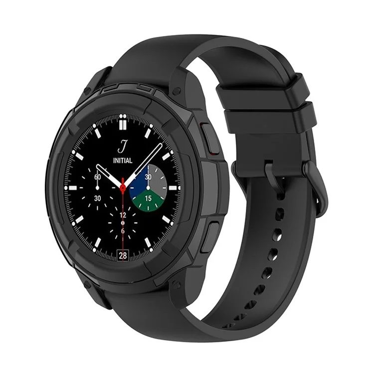 Solid Color Watch Frame Case Protector with Rotatable Bezel Ring for Samsung Galaxy Watch4 Classic 42mm - Black