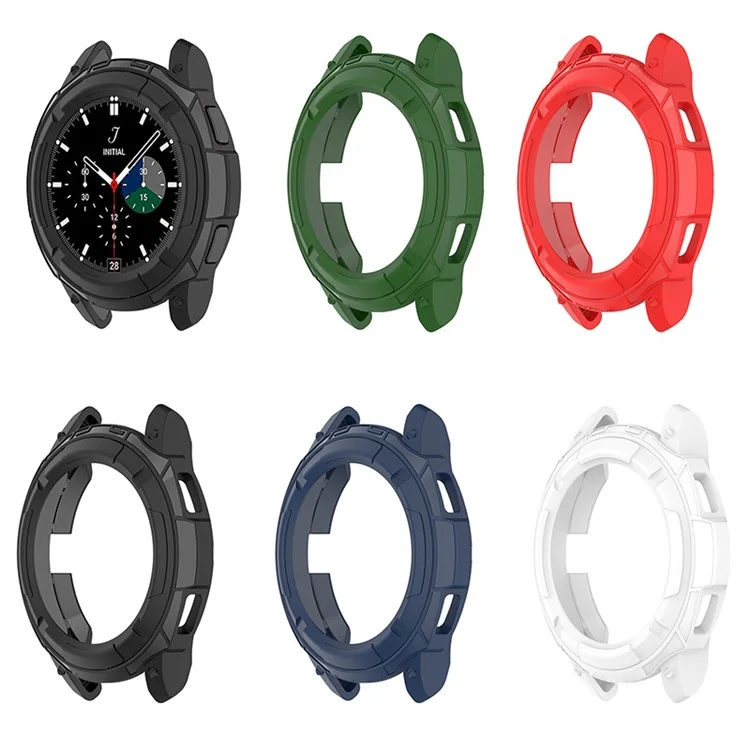 Solid Color Watch Frame Case Protector with Rotatable Bezel Ring for Samsung Galaxy Watch4 Classic 42mm - Black
