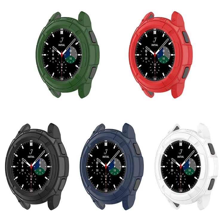 Solid Color Watch Frame Case Protector with Rotatable Bezel Ring for Samsung Galaxy Watch4 Classic 42mm - Black