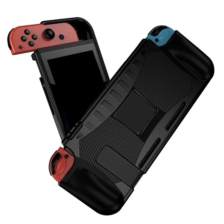 Shockproof TPU Protective Case Cover with Kickstand for Nintendo Switch - Black