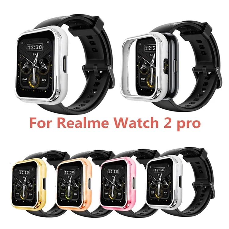 Vacuum Electroplatando PC Smart Watch Frame Anti-scratch Cubierta de Caja de Protección Para Realme Watch 2 Pro - Rosa Rosa