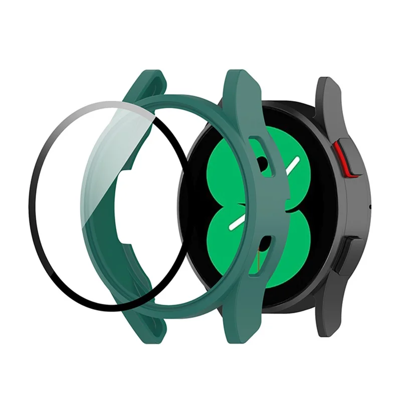 Hard PC Ultra-Thin Scratch-Resistant Bumper Protective Cover with Built in Tempered Glass Screen Protector for Samsung Galaxy Watch4 44mm - Green