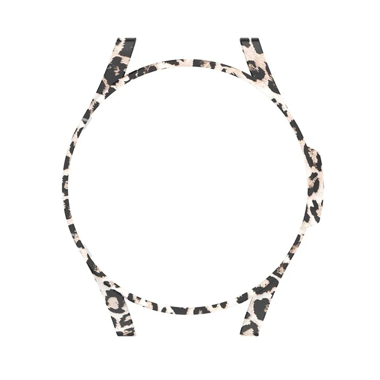 Carcasa Protectora de Patrón de Impresión Hueca de PC Dura Antiarañazos para Samsung Galaxy Watch4 de 44 mm - Estampado de Leopardo Negro