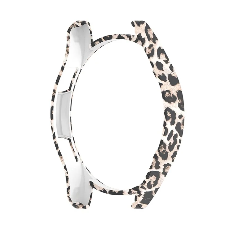 Carcasa Protectora de Patrón de Impresión Hueca de PC Dura Antiarañazos para Samsung Galaxy Watch4 de 44 mm - Estampado de Leopardo Negro