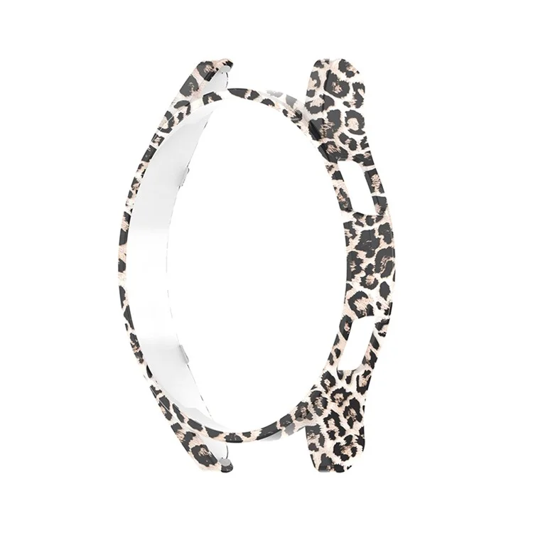 Carcasa Protectora de Patrón de Impresión Hueca de PC Dura Antiarañazos para Samsung Galaxy Watch4 de 44 mm - Estampado de Leopardo Negro