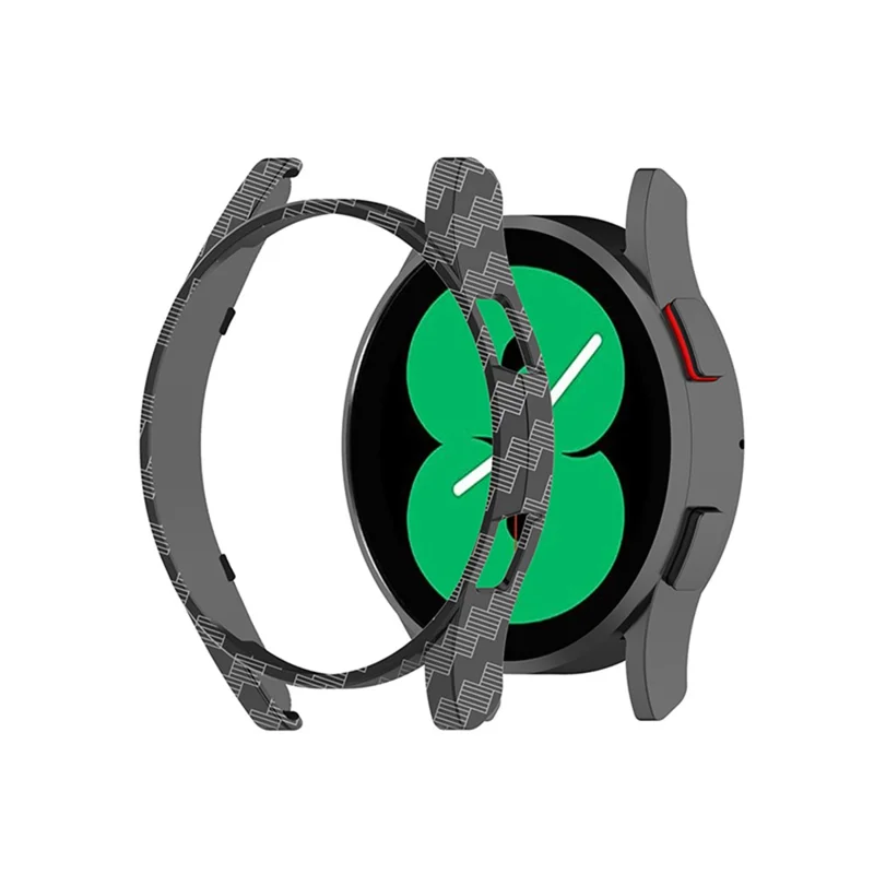 Pattern Printing Hollowed Hard PC Half Case Anti-scratch Watch Protective Shell for Samsung Galaxy Watch4 44mm - Carbon Fiber