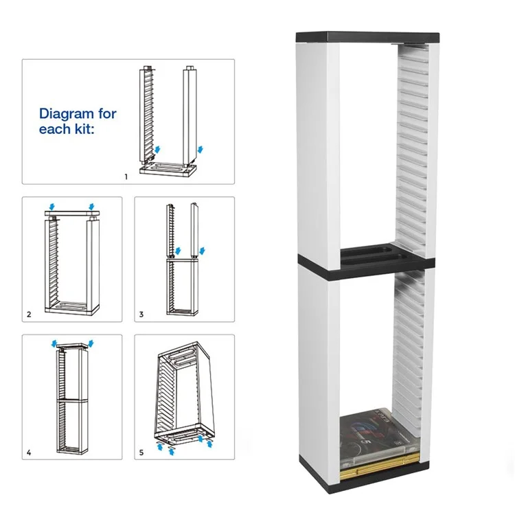 DOBE TP5-0519 36 Niveles Rack de Disco Óptico Caja de Almacenamiento de la Caja de la Tarjeta Vertical de Almacenamiento Para la Caja de la Tarjeta de Juego PS4/PS5/Xbox/Nintendo Switch - Blanco