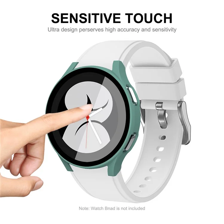 Enkay Hat Prince 2-en-1 Conception Étui de PC Dur Caoutchouté Avec Protecteur D'écran en Verre Trempé Pour Samsung Galaxy Watch4 44 mm - Vert