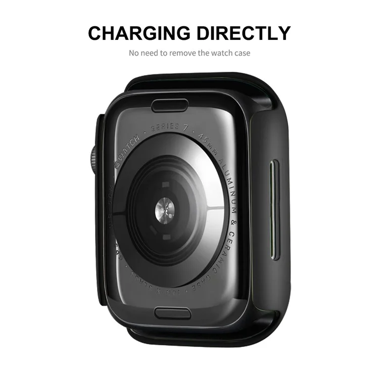 ENKAY HAT PRINCE pour Apple Watch Series 9 / 8 / 7 41mm Design 2-en-1 Cadre en PC dur avec protection d'écran en verre trempé 9H intégré - Noir