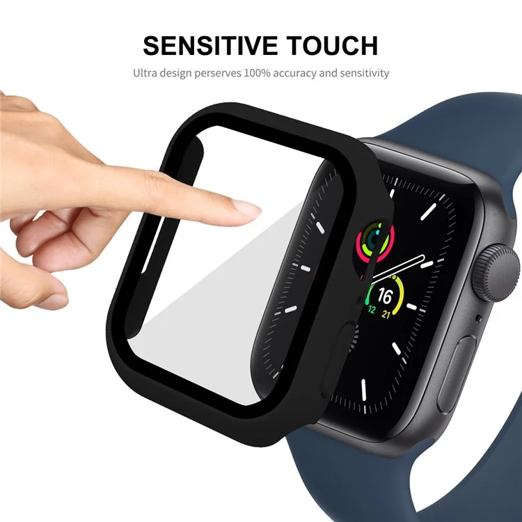 Enkay Hat Prince 2-en-1 Design Tout Autour du Cadre PC Dur Caoutchouté Avec Protecteur D'écran en Verre Trempé de 9H Pour la Série Apple Watch 7 41 mm - le Noir