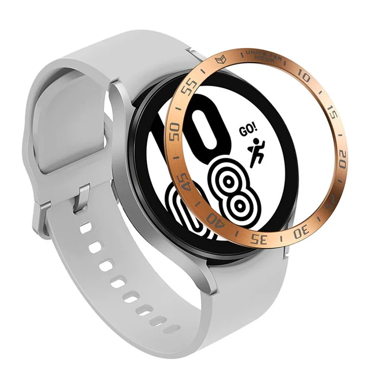 Protección Anti-scratch Case de Acero Inoxidable Anillo de Bisel Para Samsung Galaxy Watch4 44 mm - Oro Rosa/gris