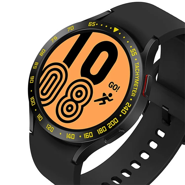 Decorative Stainless Steel Watch Bezel Ring Cover Protector for Samsung Galaxy Watch4 40mm - Black / Yellow