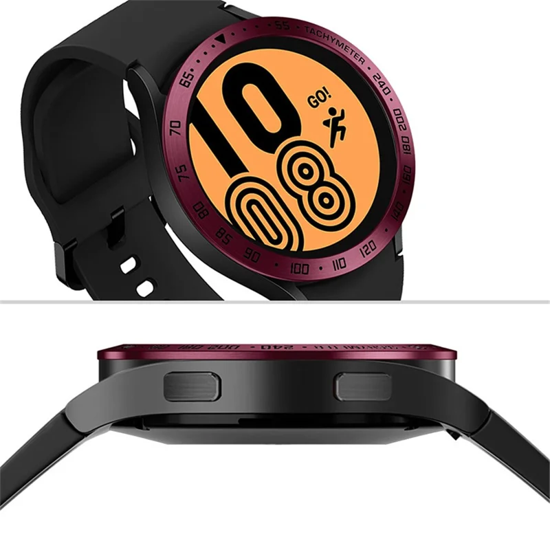 Dekorativ rostfritt stål klockring med skydd för Samsung Galaxy Watch4 40 mm - Vinröd/Svart