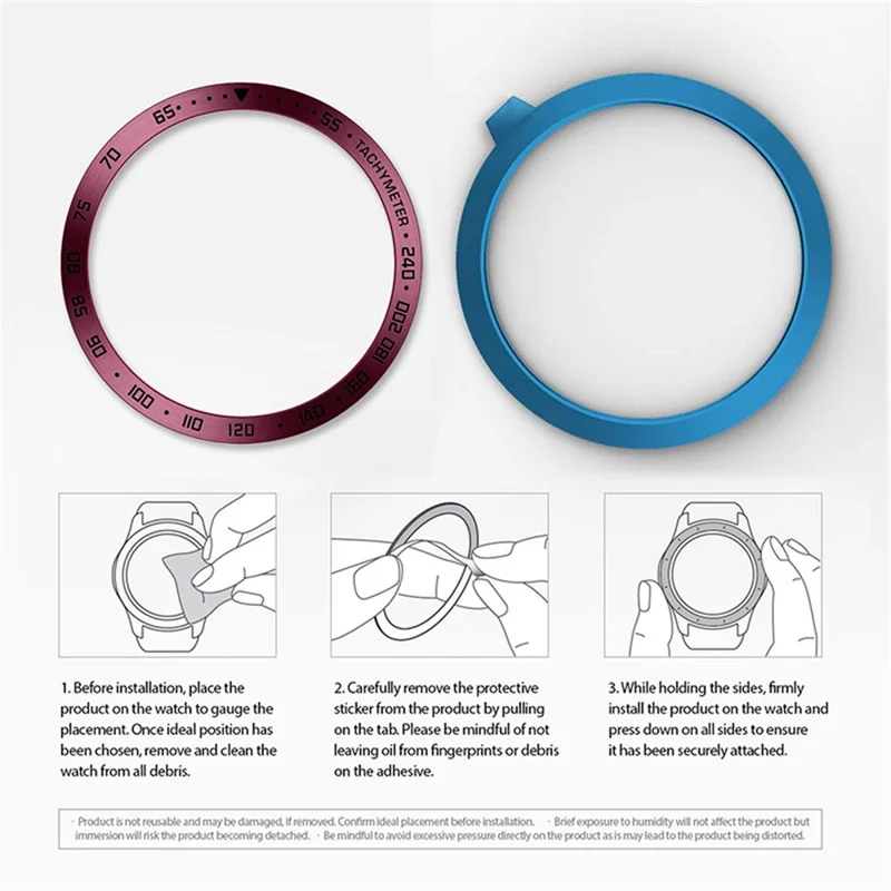 Dekorativ rostfritt stål klockring med skydd för Samsung Galaxy Watch4 40 mm - Vinröd/Svart