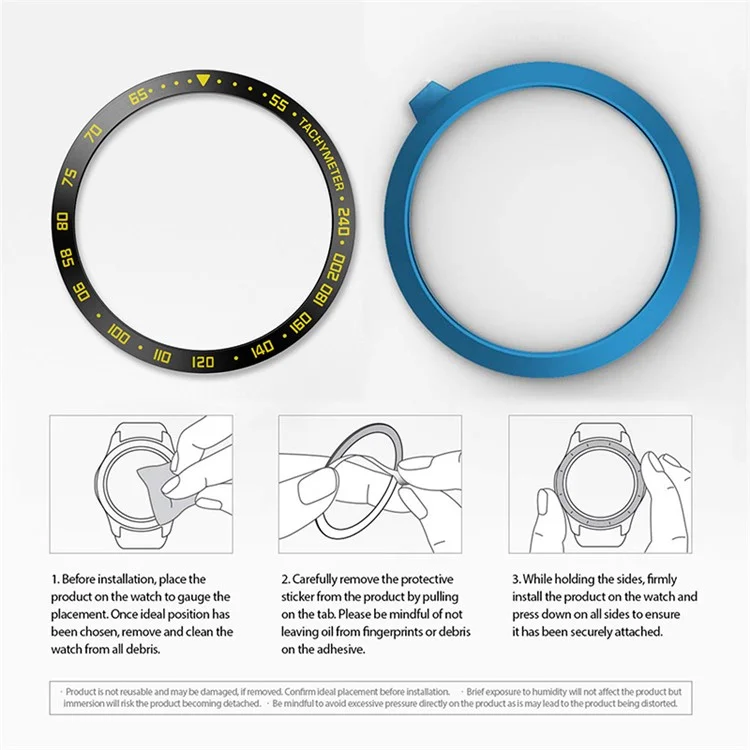 Stainless Steel Watch Bezel Anti-scratch Ring Cover for Samsung Galaxy Watch4 44mm - Black/Yellow