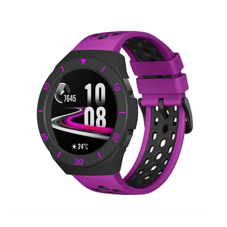 Protecteur de Couverture de Couverture de Boîtier PC à Double Couleur Color Avec Échelle Pour Huawei Watch Gt2e - Noir / Violet