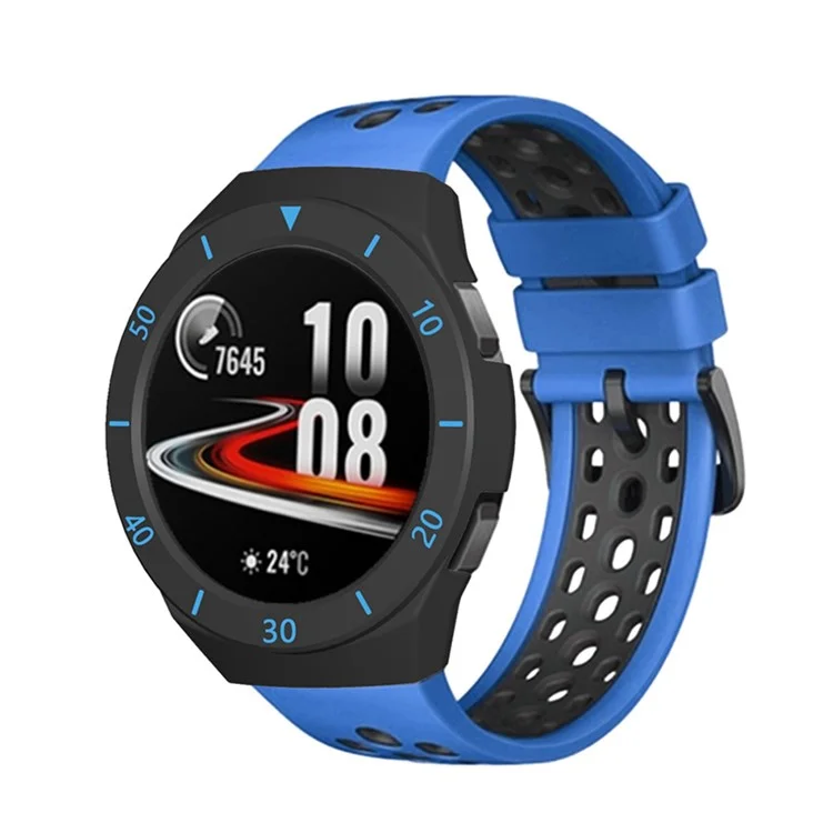 Dual Color Smart Watch Frame PC Case Cover Protector with Scale for Huawei Watch GT2e - Black/Blue