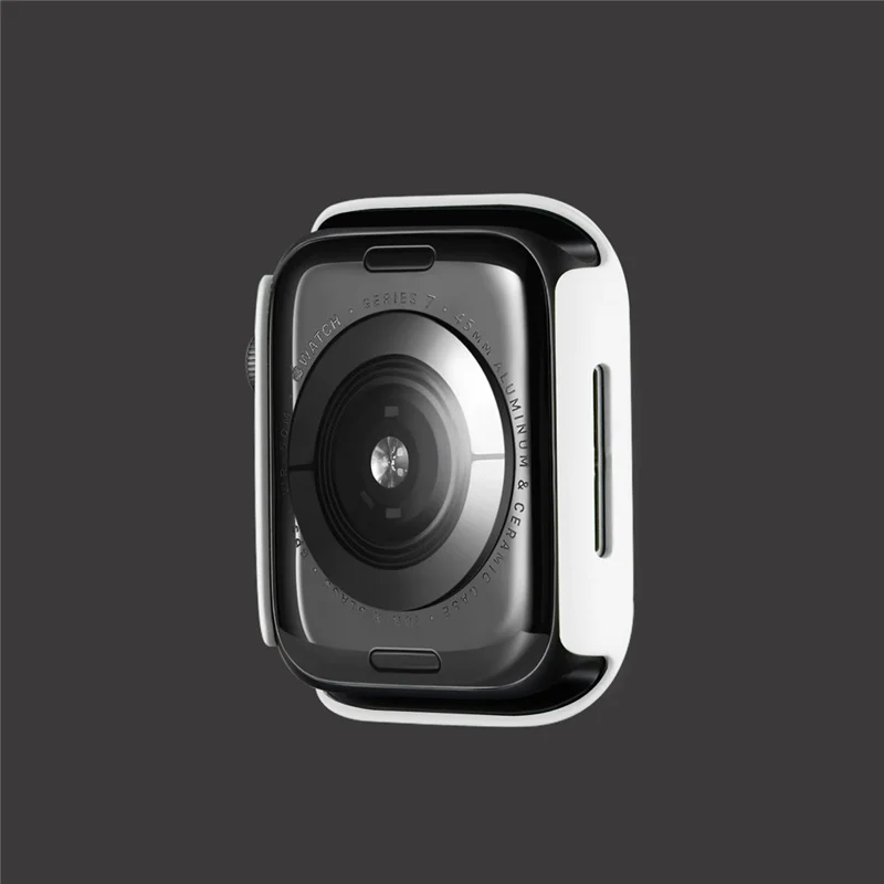 Rubberized Hard PC Watch Case Edge Frame Protective Cover for Apple Watch Series 9 / 8 / 7 45mm - White