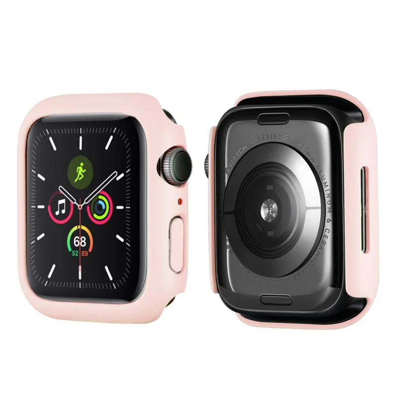 Rubberized Hard PC Watch Case Edge Frame Protective Cover for Apple Watch Series 9 / 8 / 7 45mm - Pink
